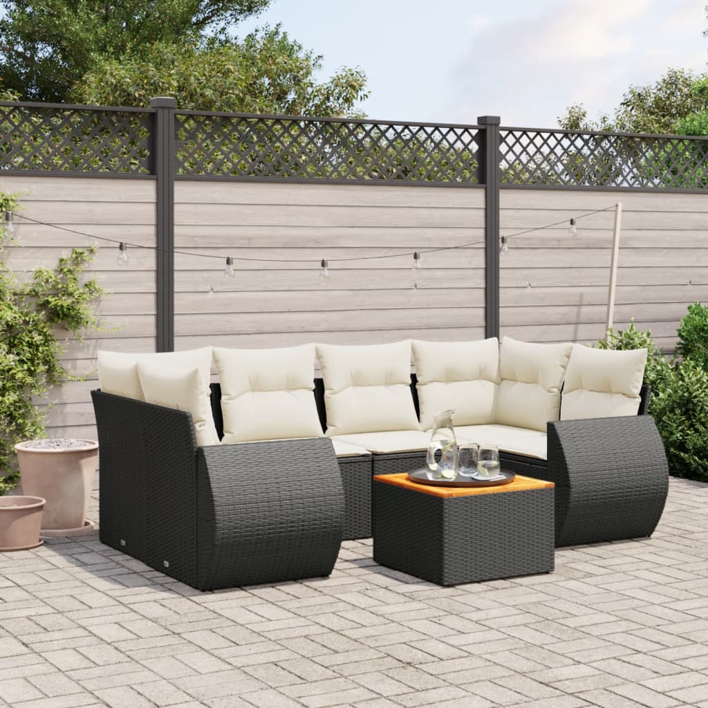 sofasæt til haven 7 dele med hynder polyrattan sort
