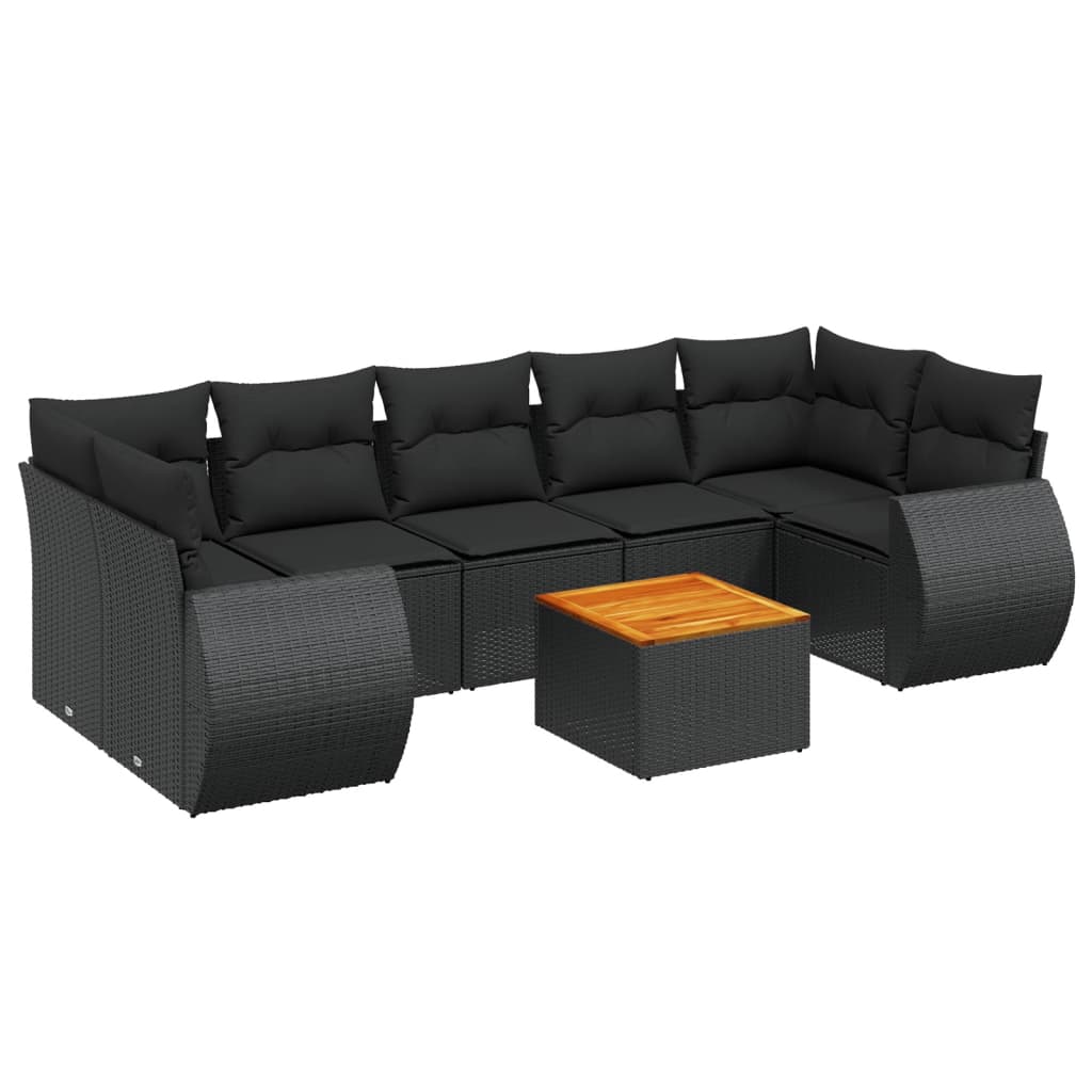 sofasæt til haven 8 dele med hynder polyrattan sort