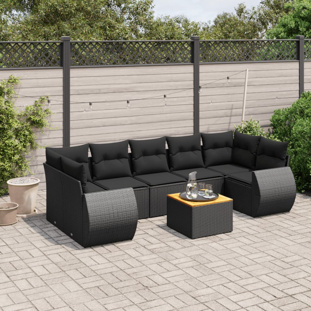 sofasæt til haven 8 dele med hynder polyrattan sort