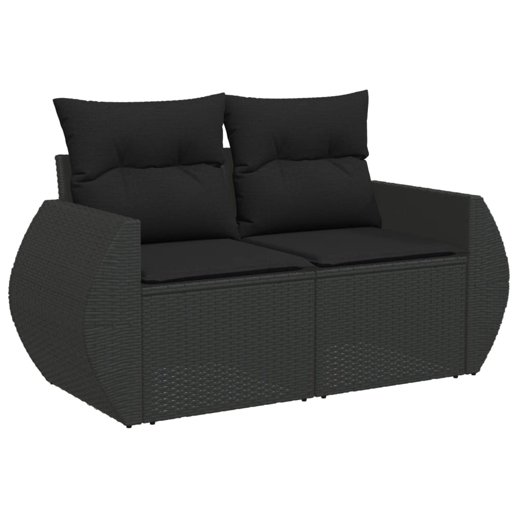sofasæt til haven 7 dele med hynder polyrattan sort