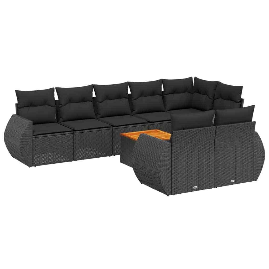 sofasæt til haven 9 dele med hynder polyrattan sort