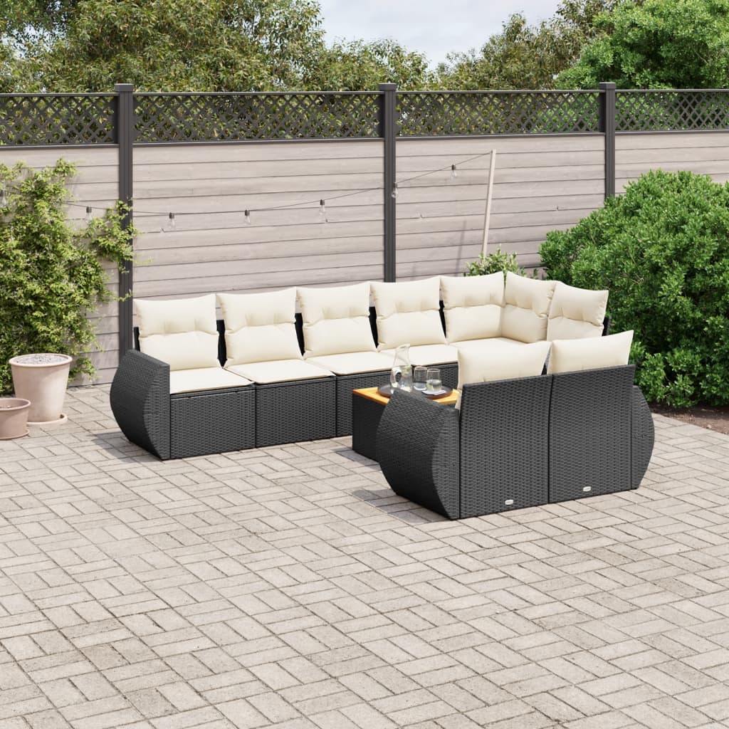 sofasæt til haven 9 dele med hynder polyrattan sort