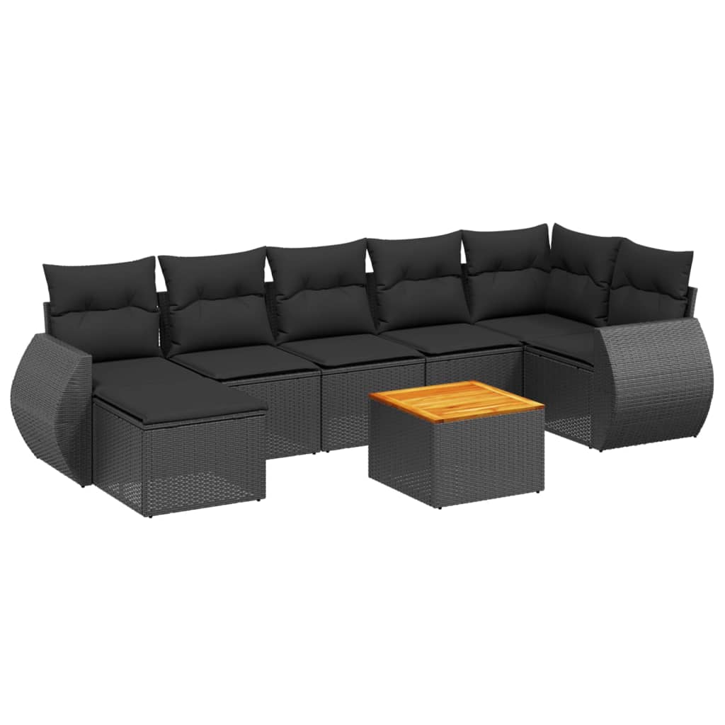 sofasæt til haven 8 dele med hynder polyrattan sort