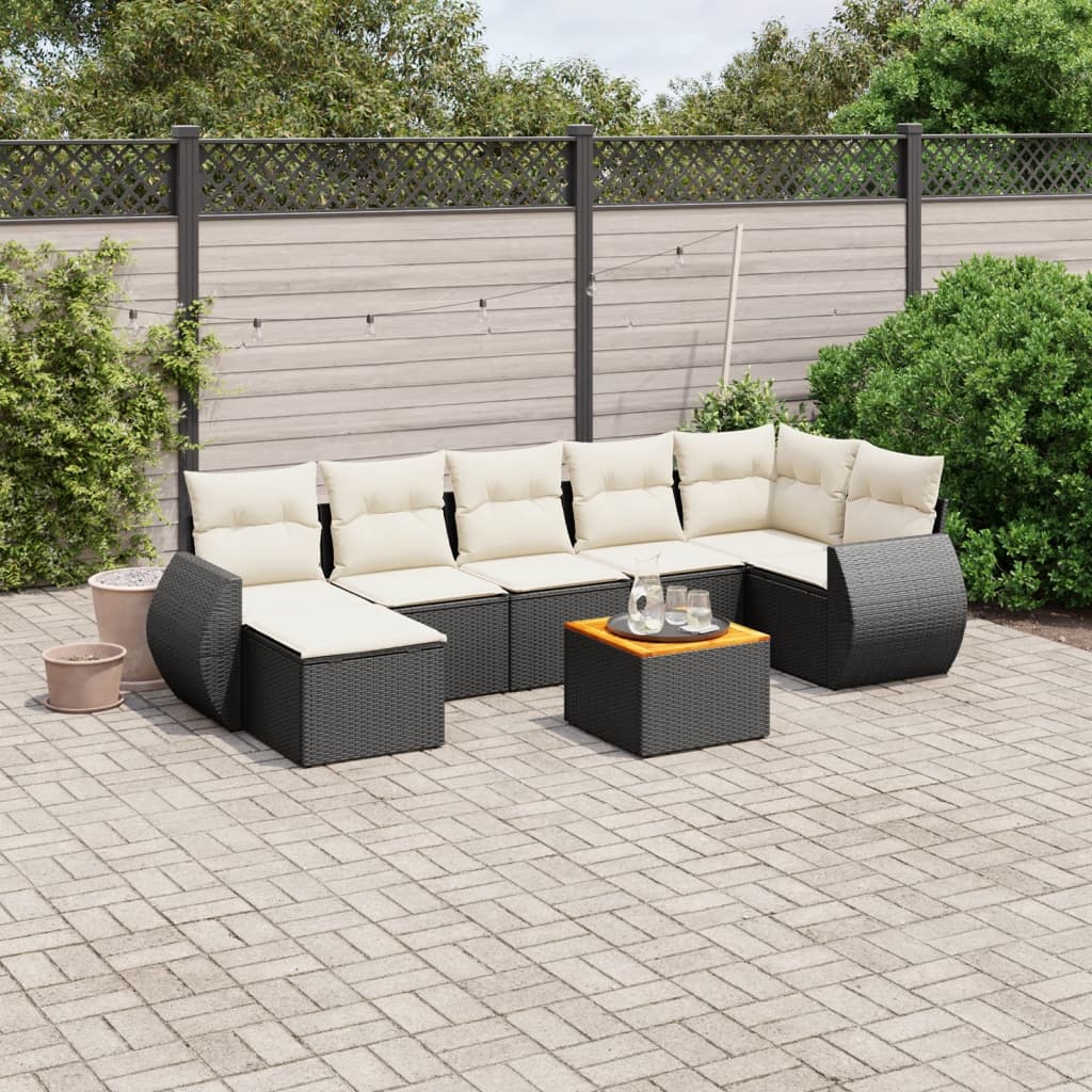 sofasæt til haven 8 dele med hynder polyrattan sort