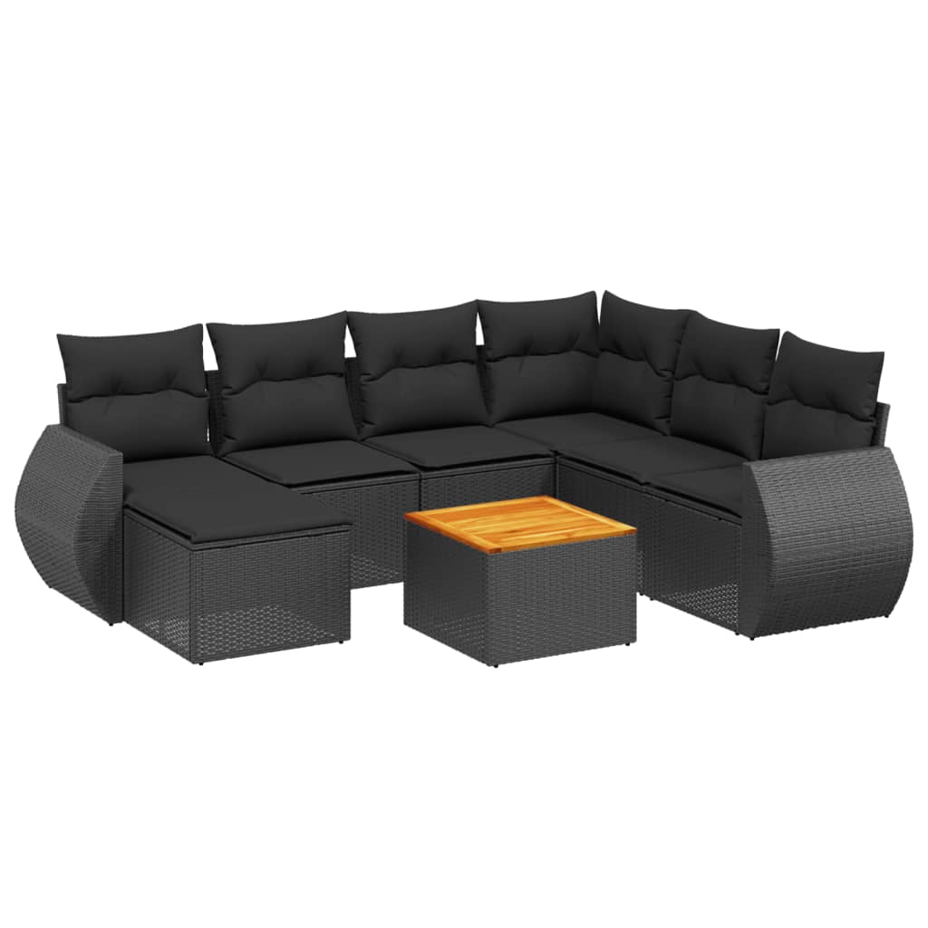 sofasæt til haven 8 dele med hynder polyrattan sort