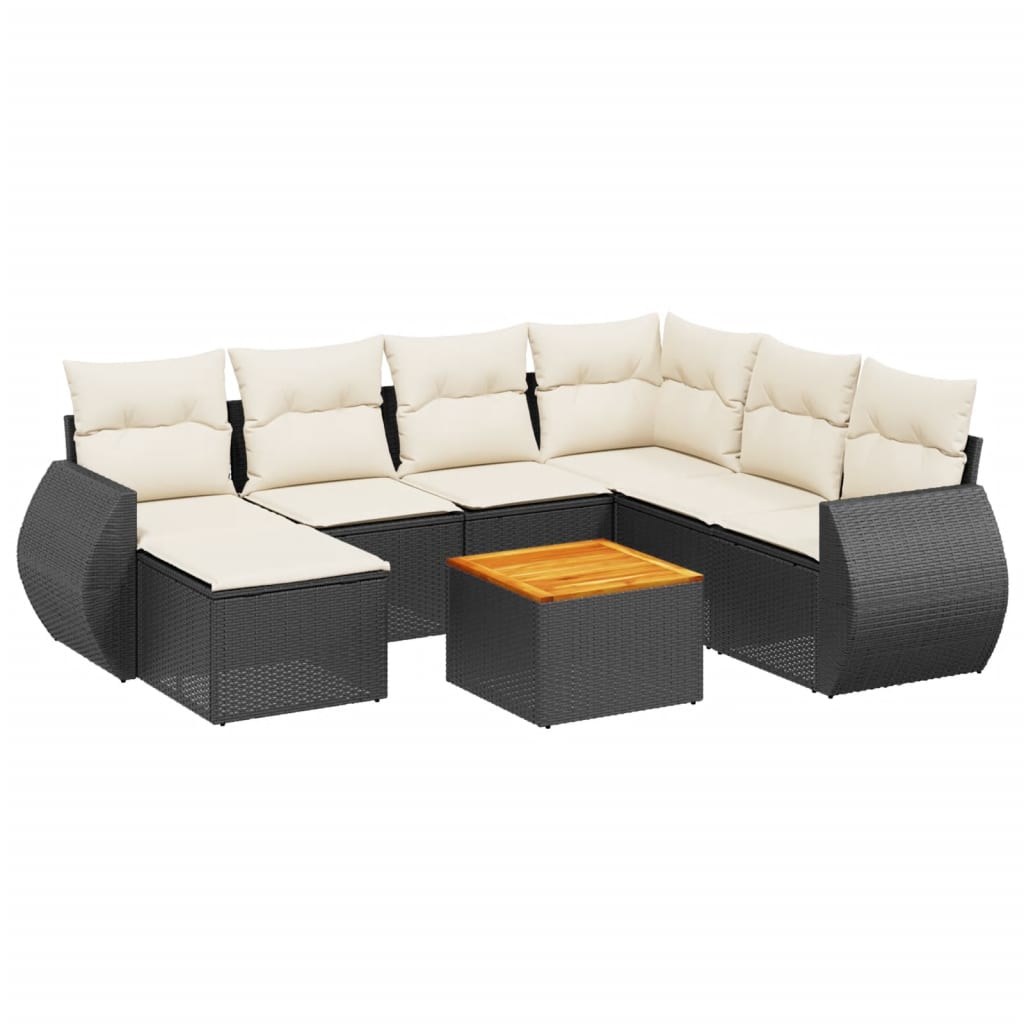 sofasæt til haven 8 dele med hynder polyrattan sort