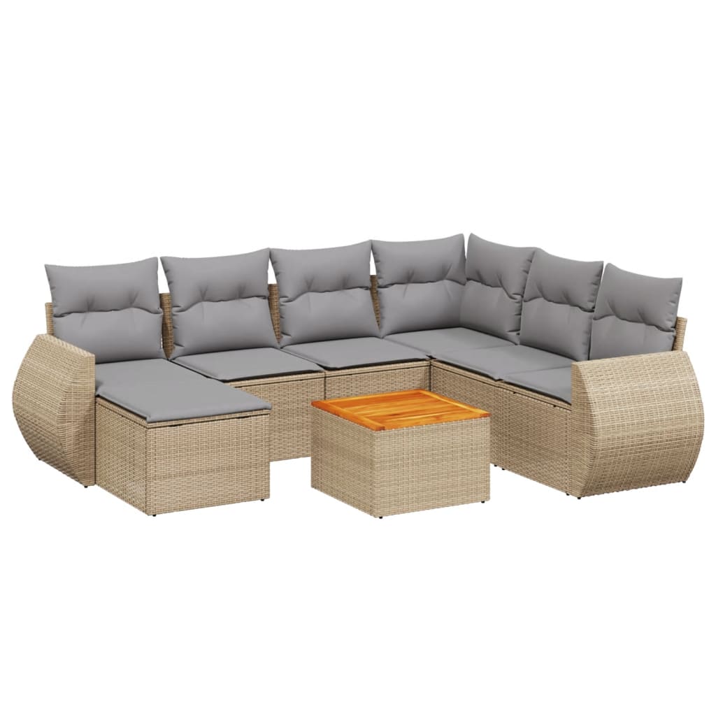 sofasæt til haven 8 dele med hynder polyrattan beige