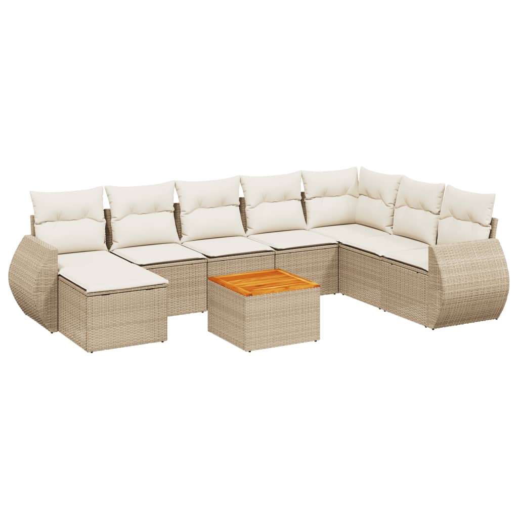 sofasæt til haven 9 dele med hynder polyrattan beige