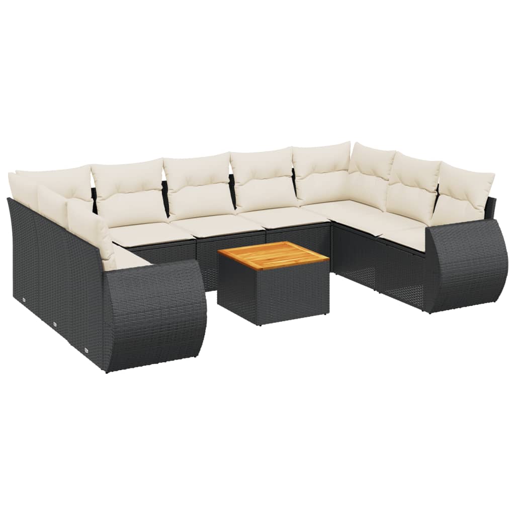 sofasæt til haven 10 dele med hynder polyrattan sort