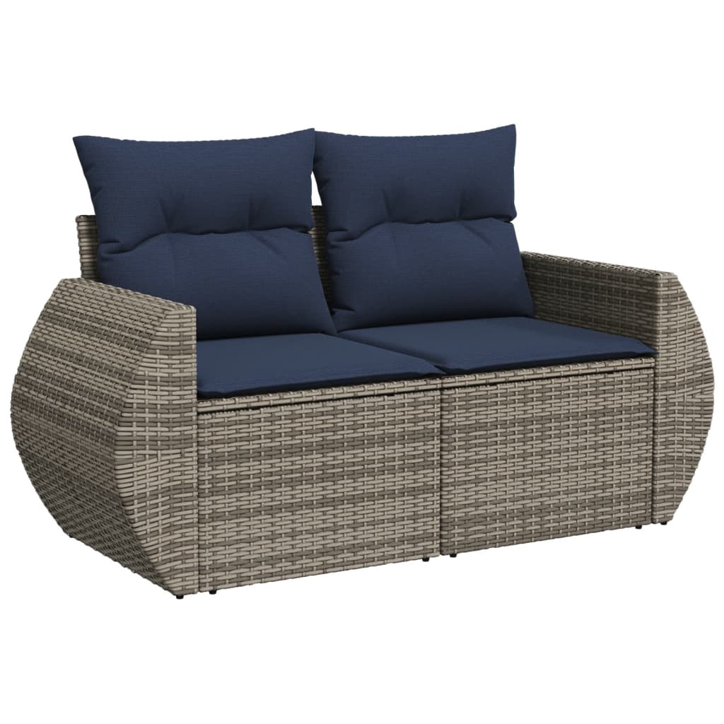 havesofasæt med 10 dele og hynder grå polyrattan