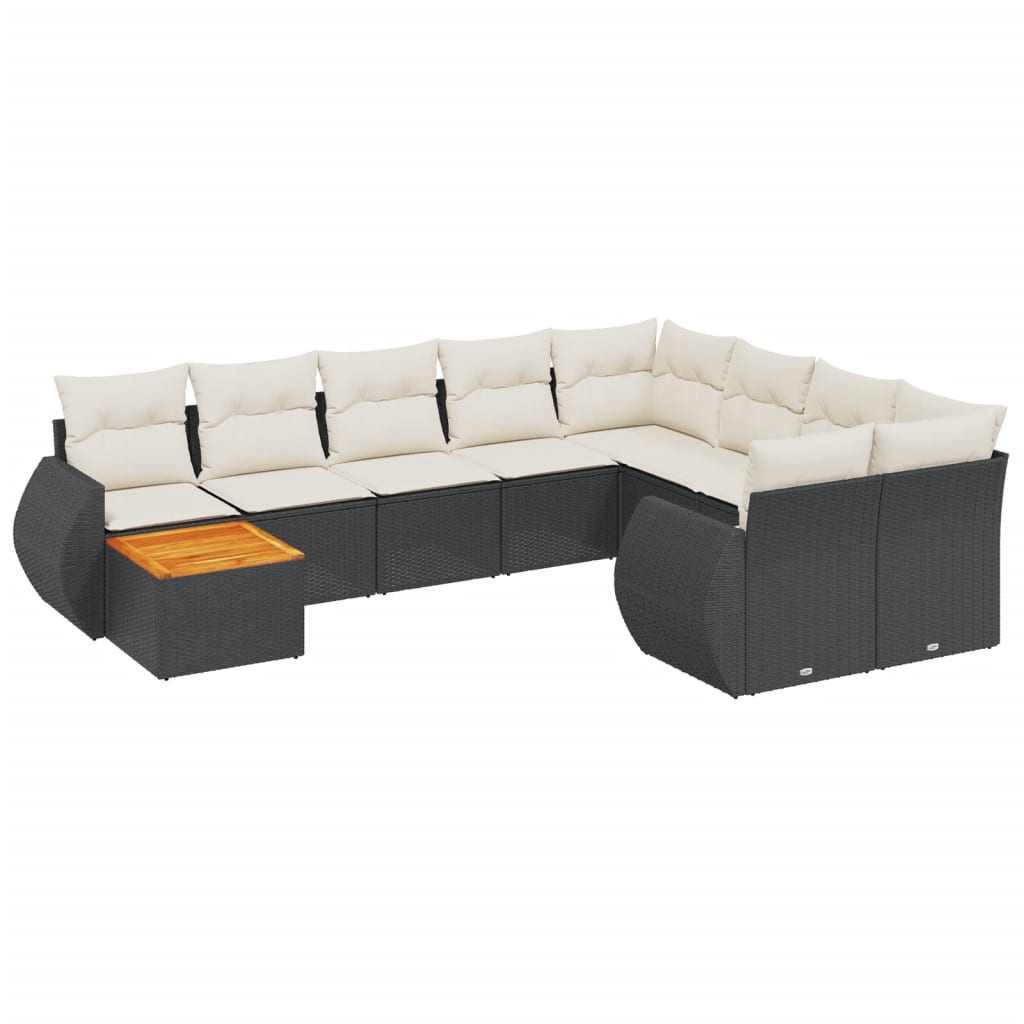sofasæt til haven 10 dele med hynder polyrattan sort