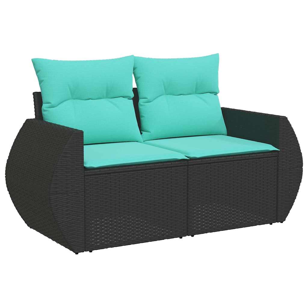havesofasæt med 10 hynder sort polyrattan