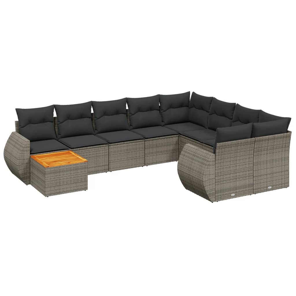 sofasæt til haven 10 dele med hynder polyrattan grå