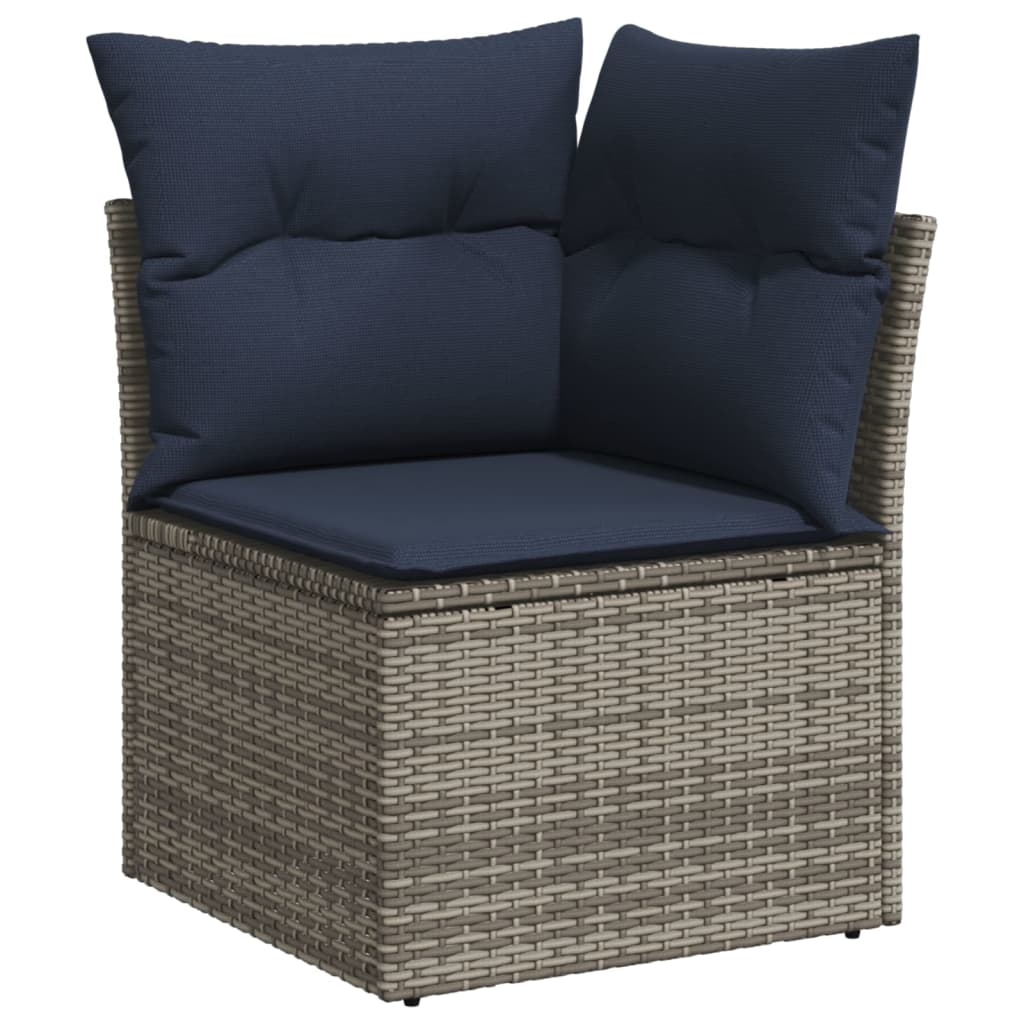 havesofasæt med 10 dele og hynder grå polyrattan