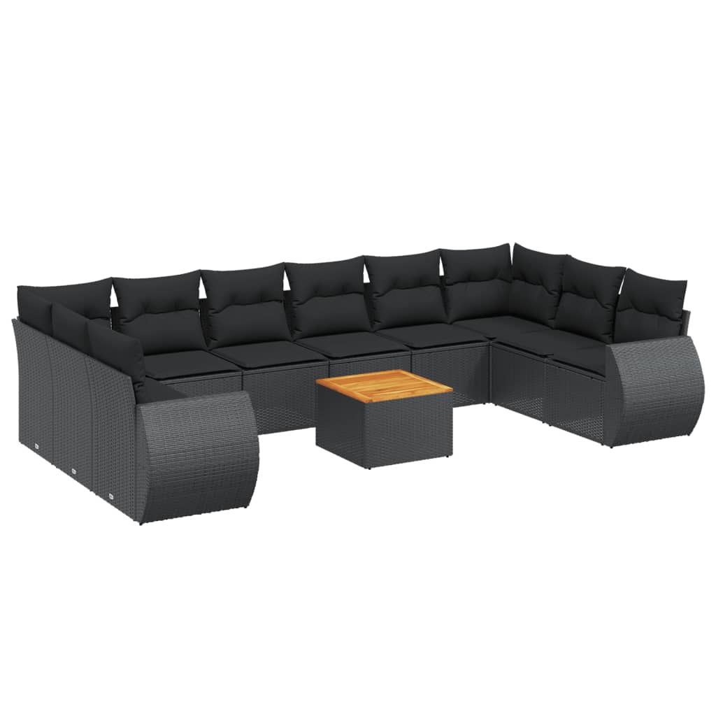sofasæt til haven 11 dele med hynder polyrattan sort