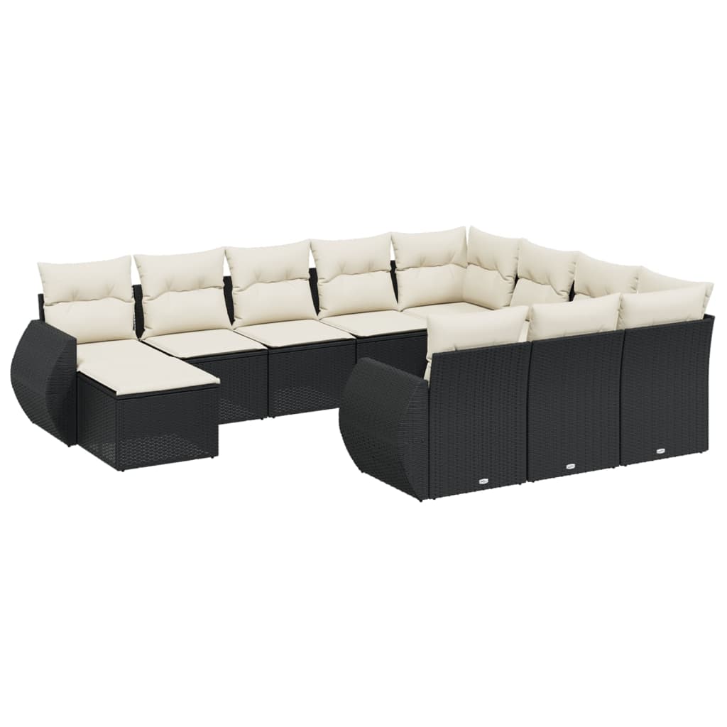 sofasæt til haven 11 dele med hynder polyrattan sort