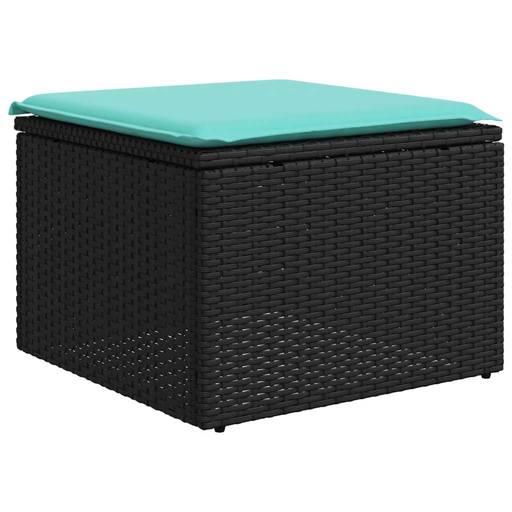 11-delt havesofasæt med hynder sort polyrattan