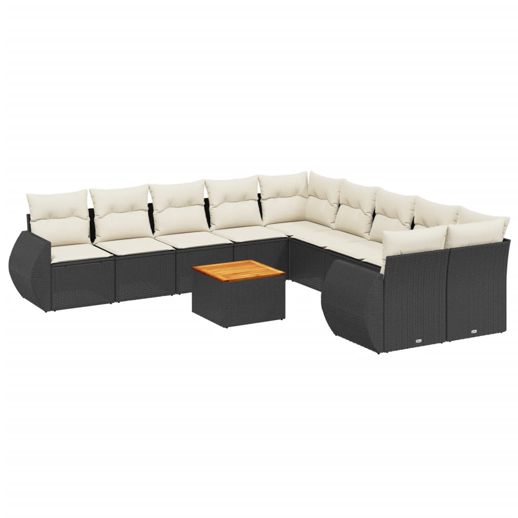 sofasæt til haven 11 dele med hynder polyrattan sort