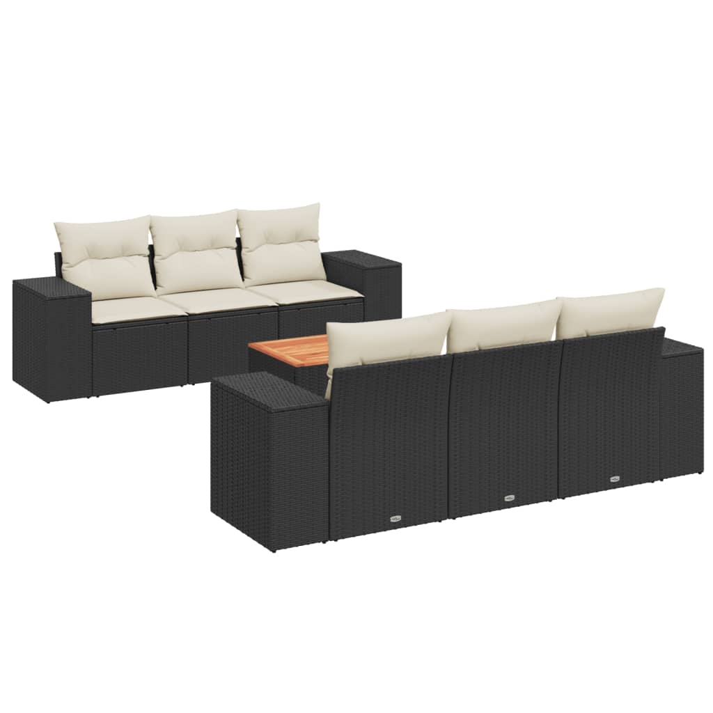 sofasæt til haven 7 dele med hynder polyrattan sort