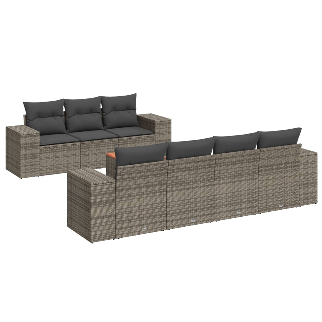 sofasæt til haven 8 dele med hynder polyrattan grå