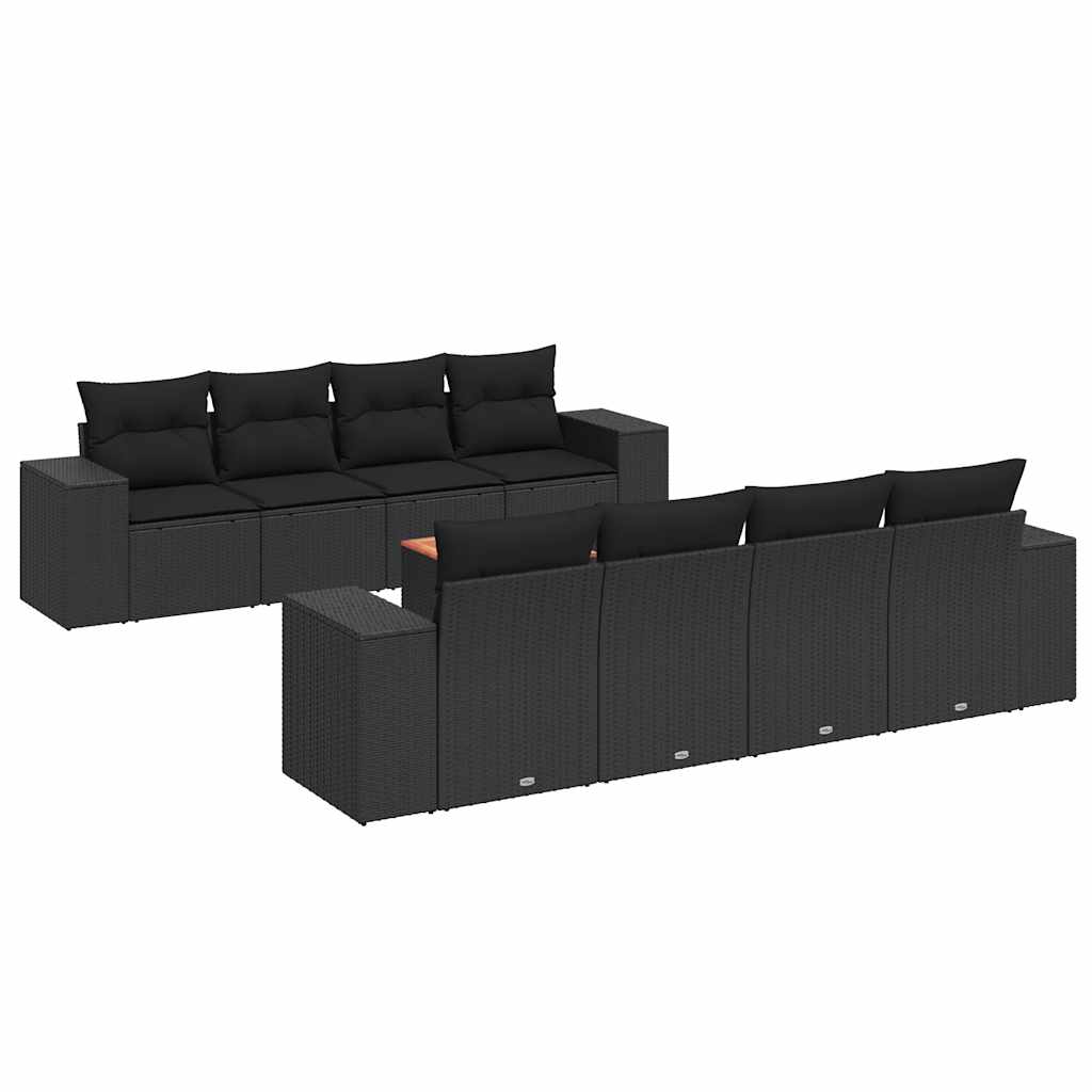 sofasæt til haven 9 dele med hynder polyrattan sort