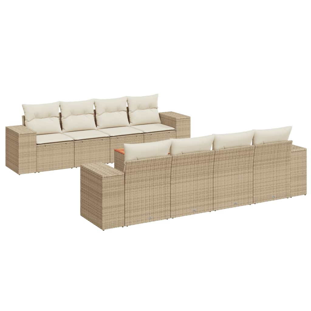 sofasæt til haven 9 dele med hynder polyrattan beige