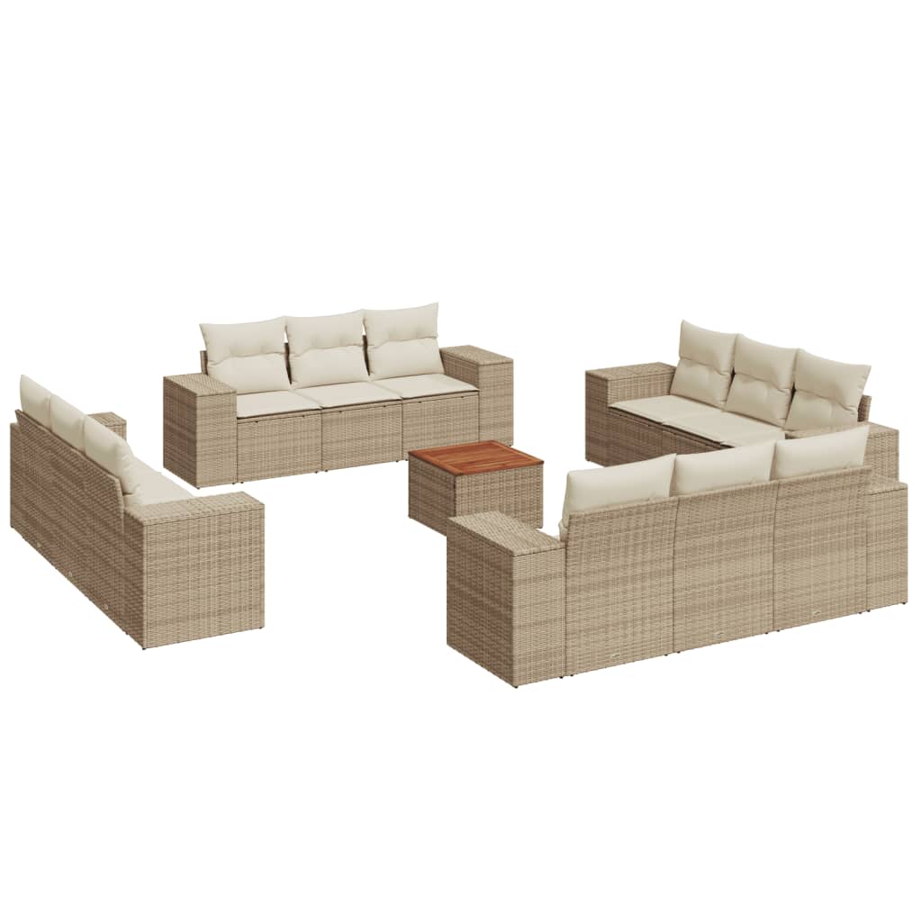 sofasæt til haven 13 dele med hynder polyrattan beige