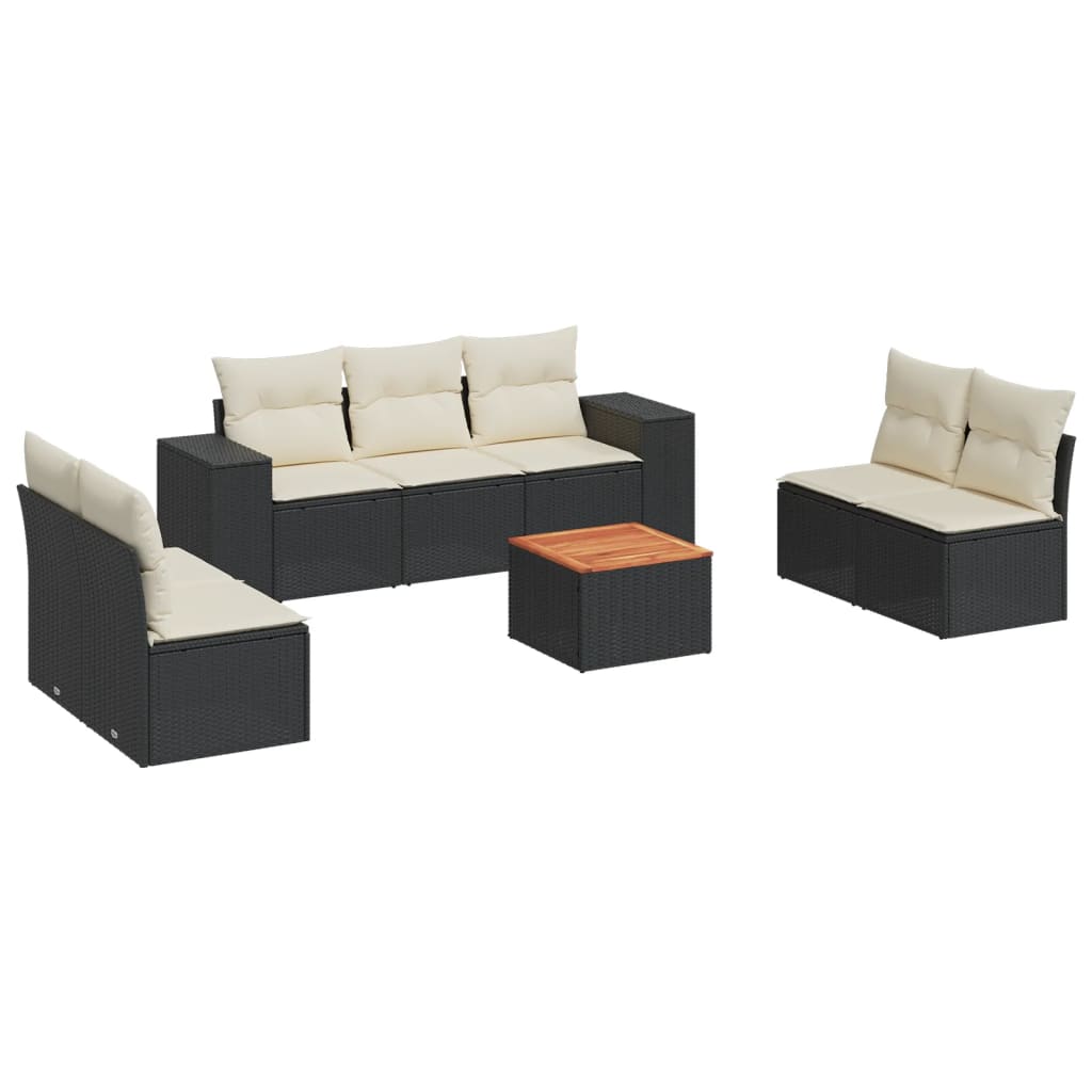 sofasæt til haven 8 dele med hynder polyrattan sort