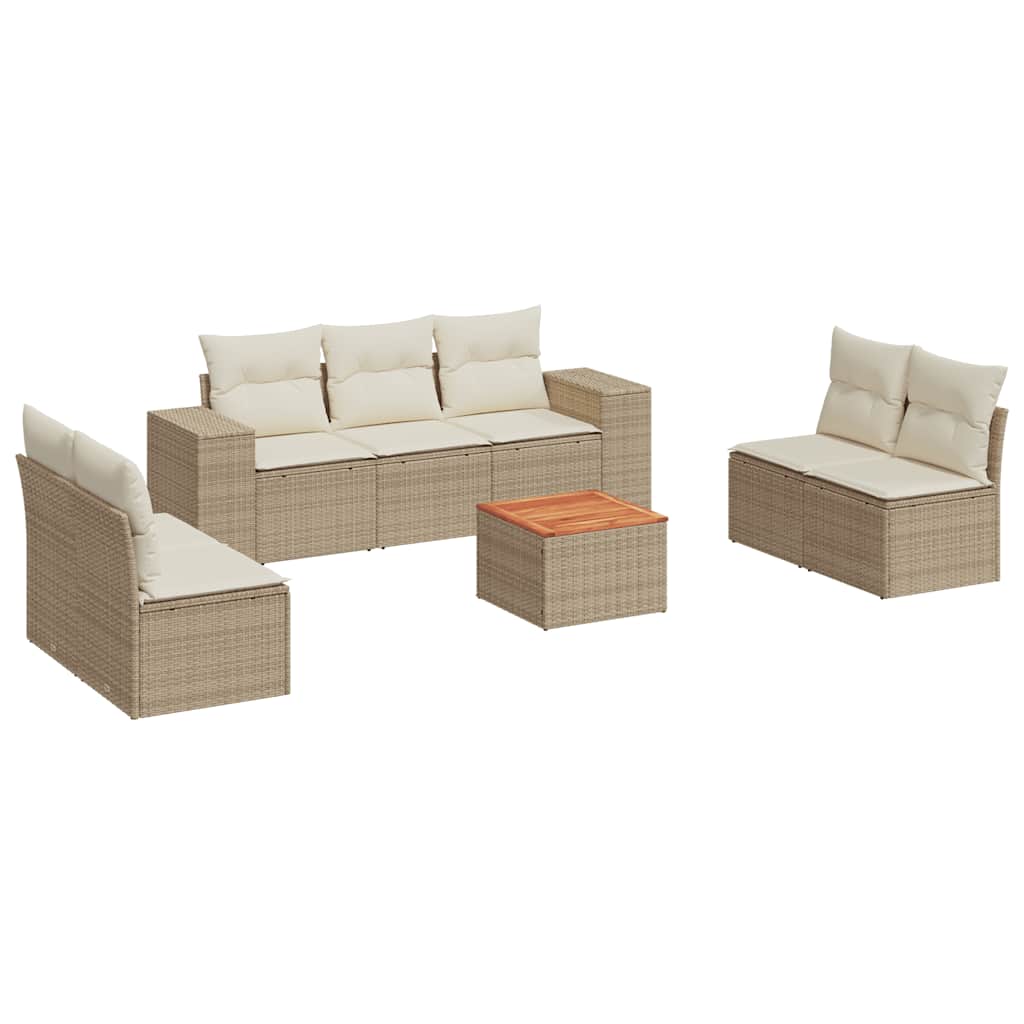 sofasæt til haven 8 dele med hynder polyrattan beige