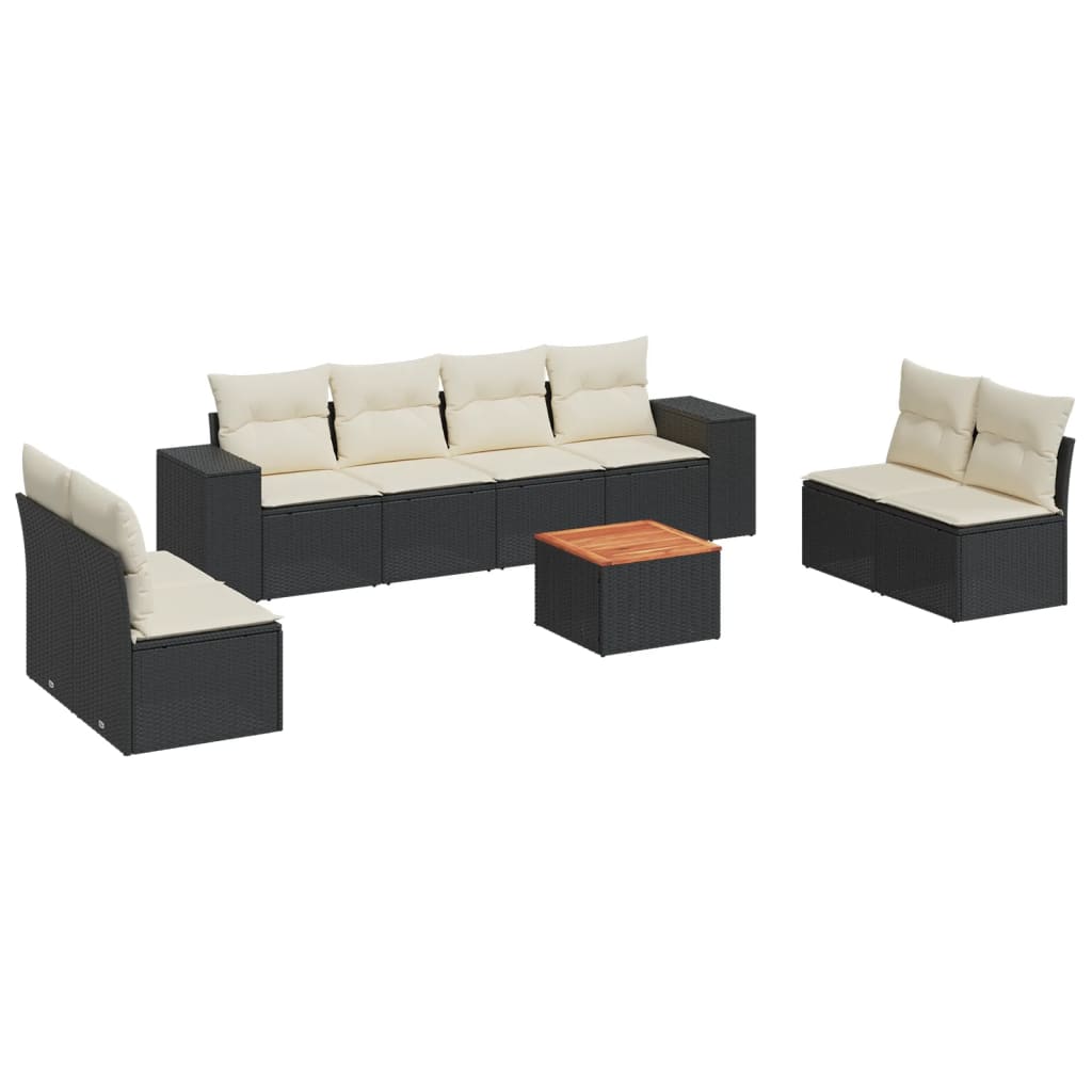 sofasæt til haven 9 dele med hynder polyrattan sort
