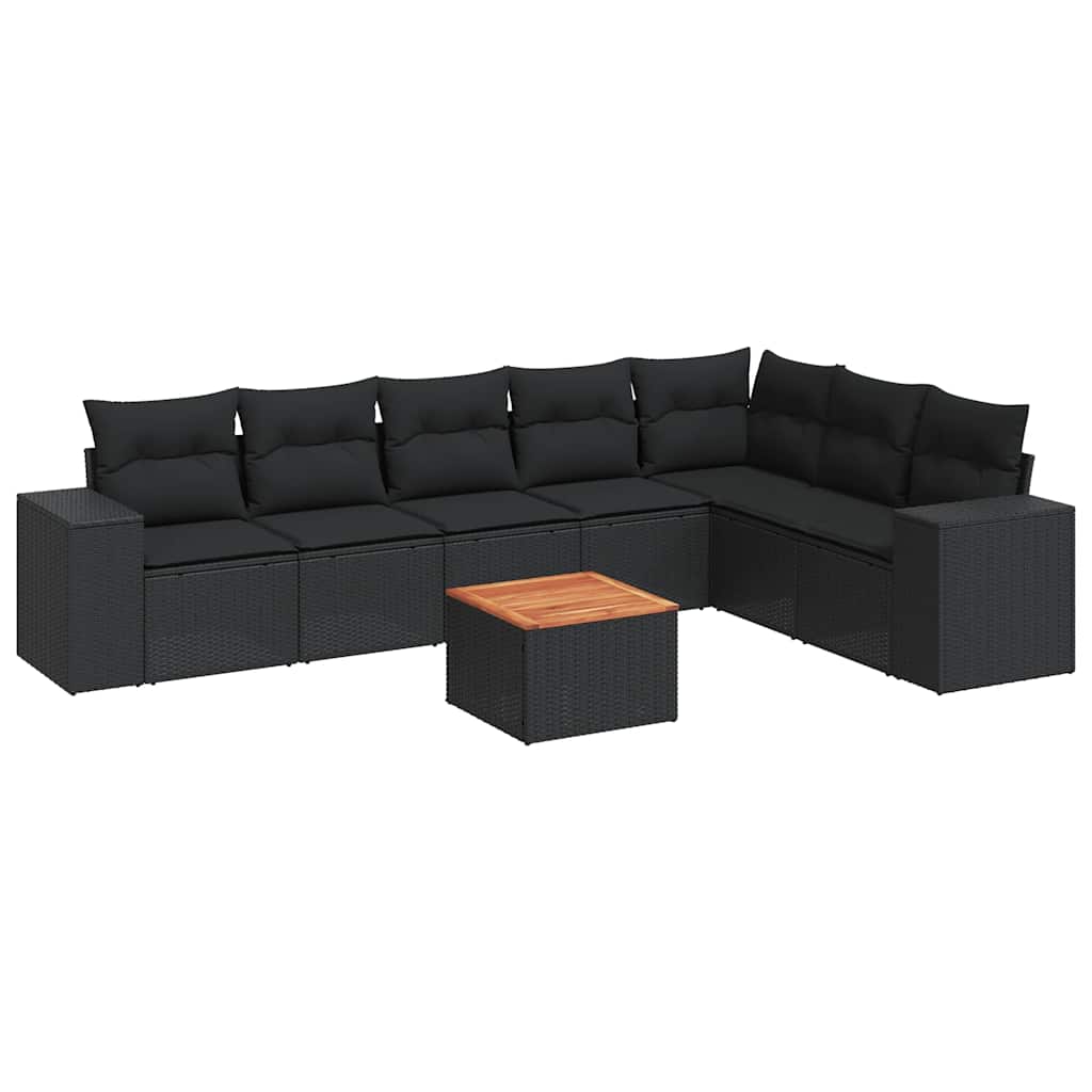 sofasæt til haven 8 dele med hynder polyrattan sort