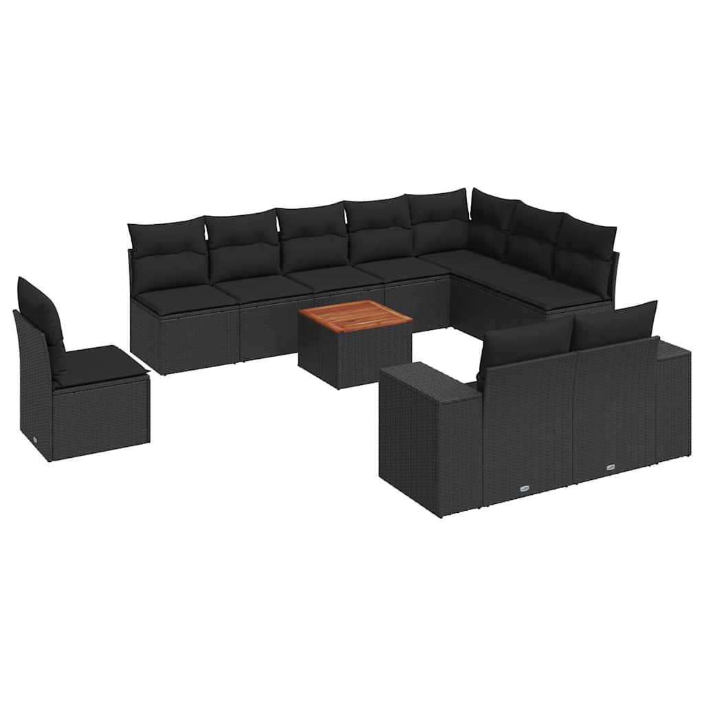 sofasæt til haven 11 dele med hynder polyrattan sort