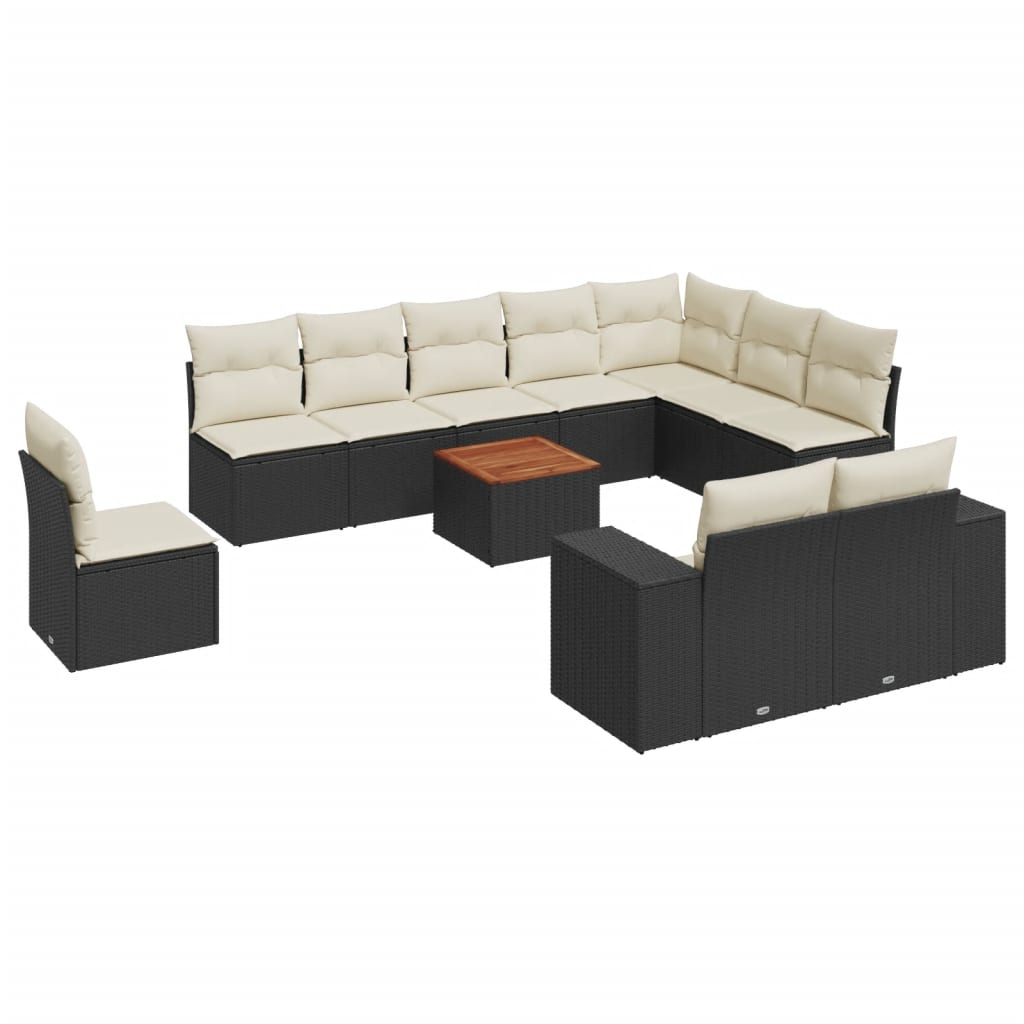 sofasæt til haven 11 dele med hynder polyrattan sort