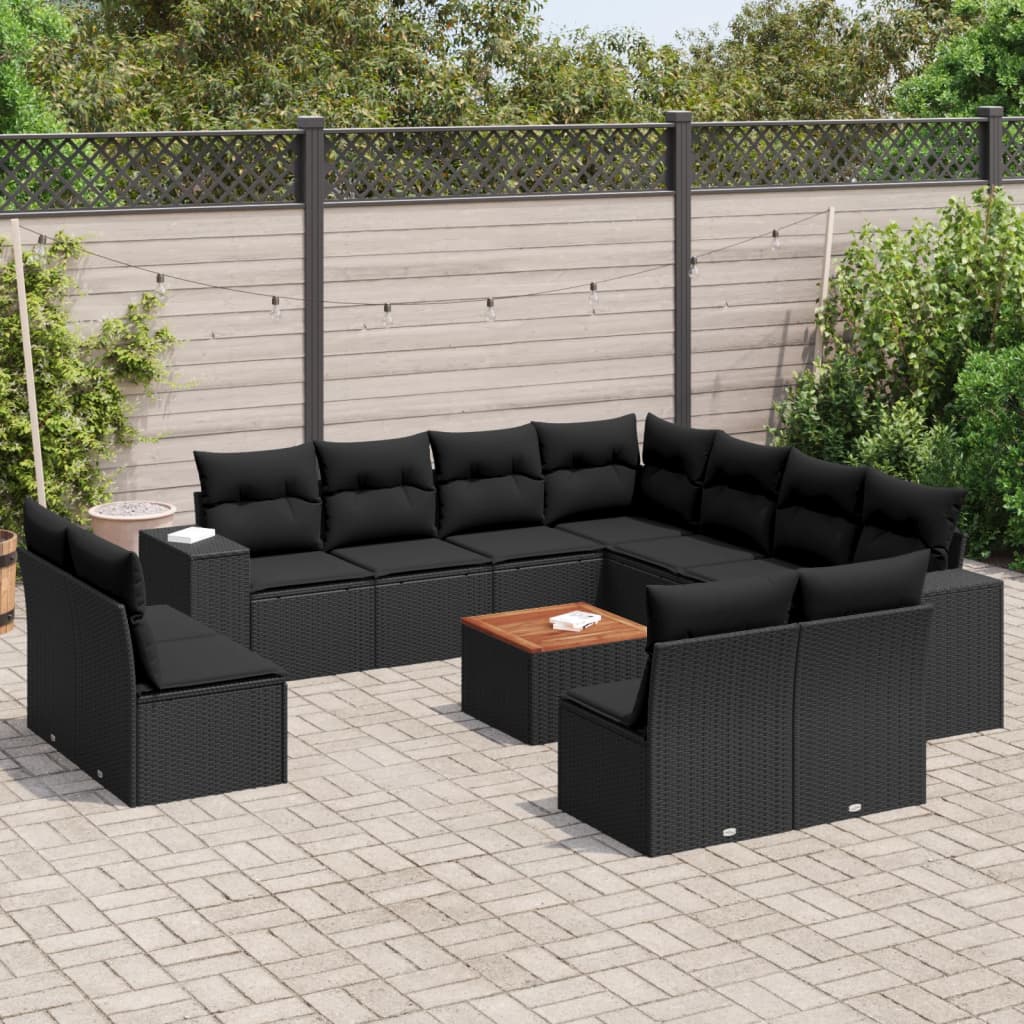 sofasæt til haven 12 dele med hynder polyrattan sort