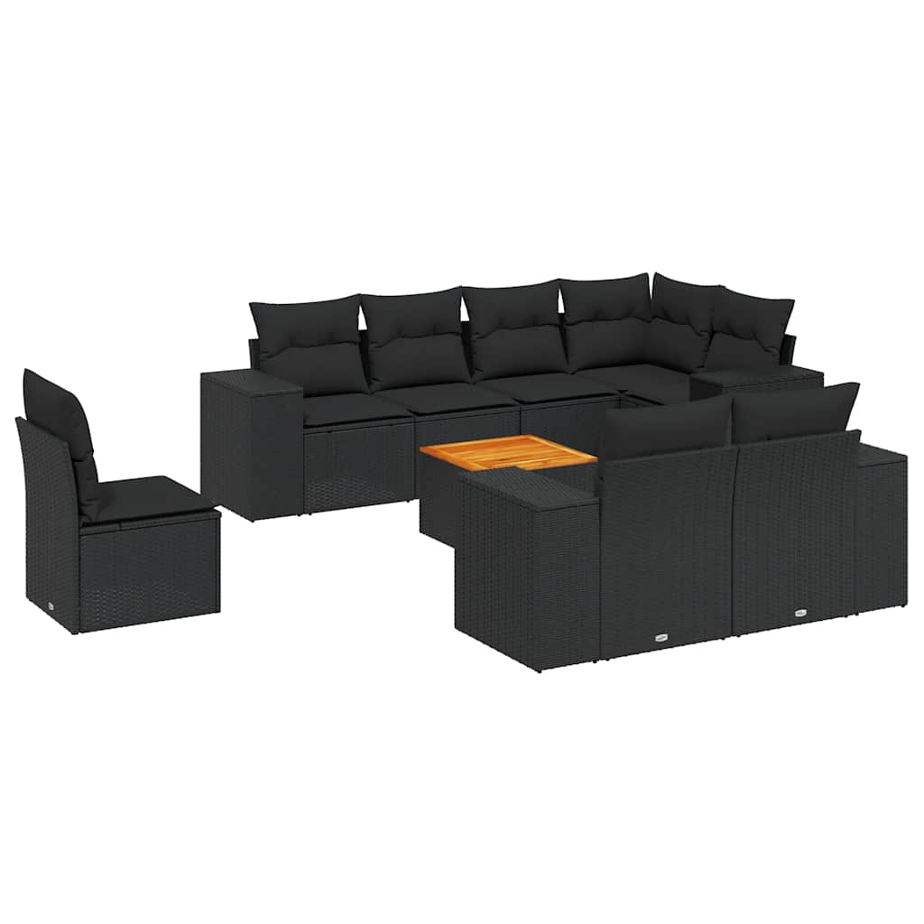 sofasæt til haven 9 dele med hynder polyrattan sort