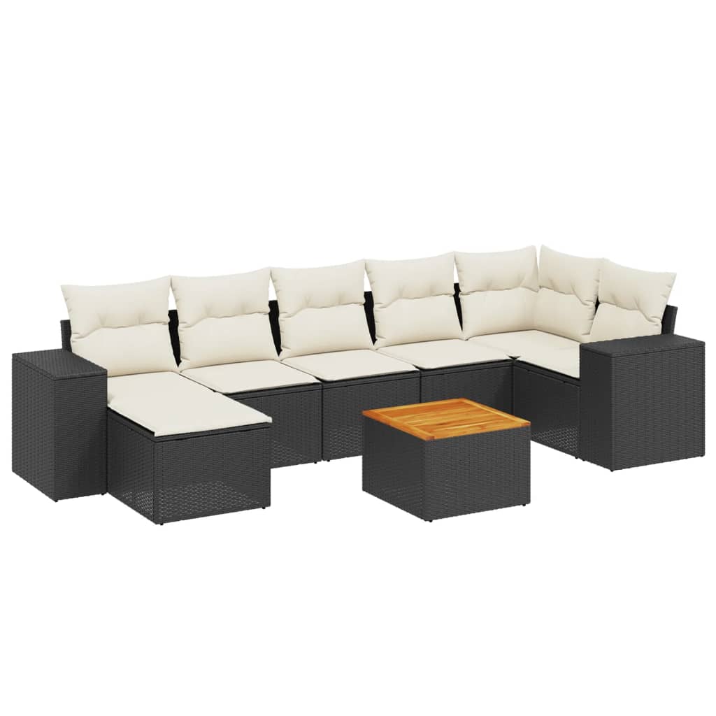 sofasæt til haven 8 dele med hynder polyrattan sort