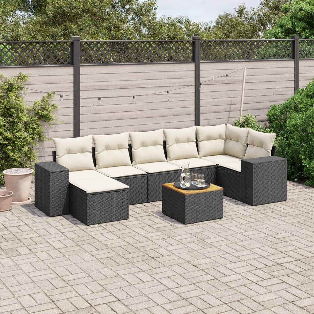 sofasæt til haven 8 dele med hynder polyrattan sort