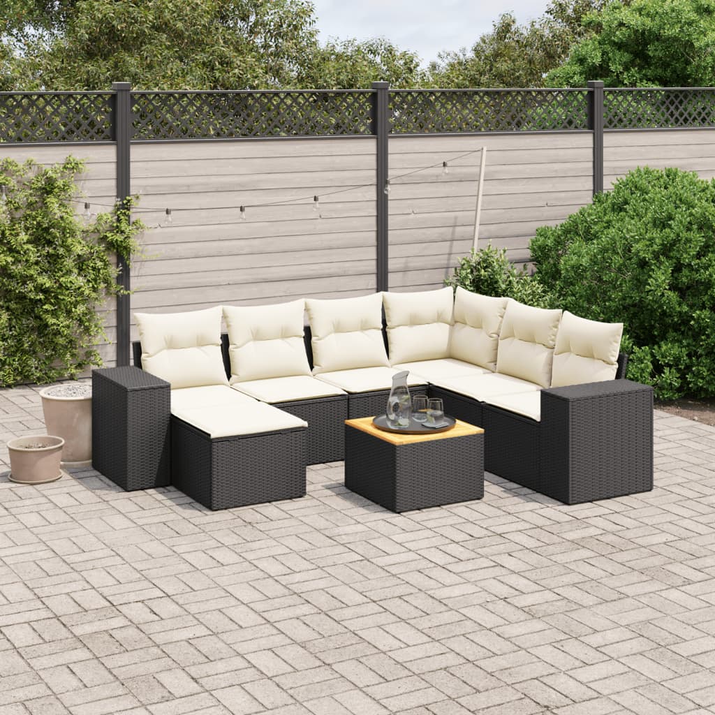 sofasæt til haven 8 dele med hynder polyrattan sort