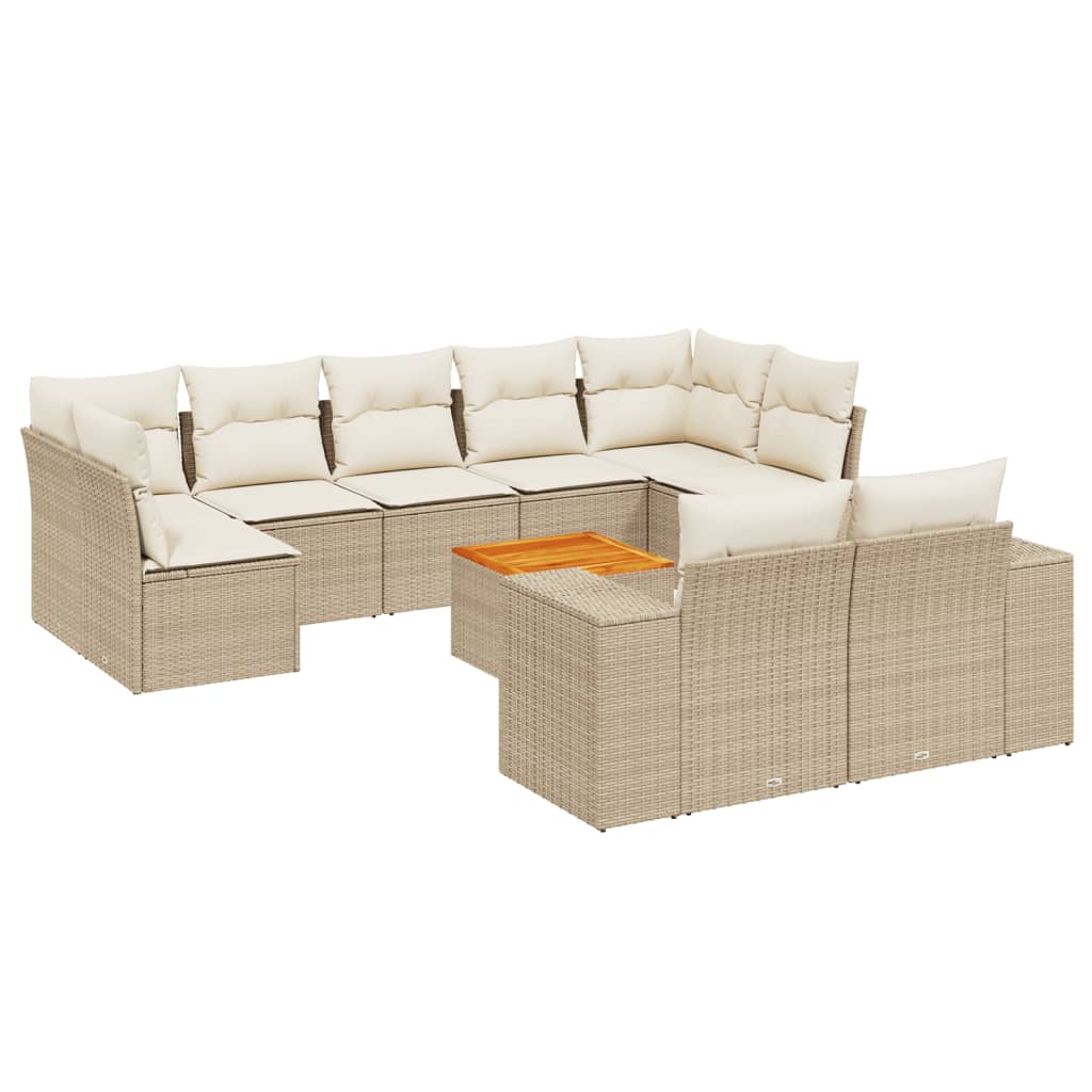 sofasæt til haven 10 dele med hynder polyrattan beige