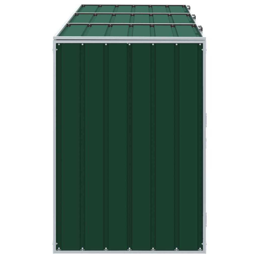 skraldespandsskjuler 216x81x115 cm 3 rum stål grøn