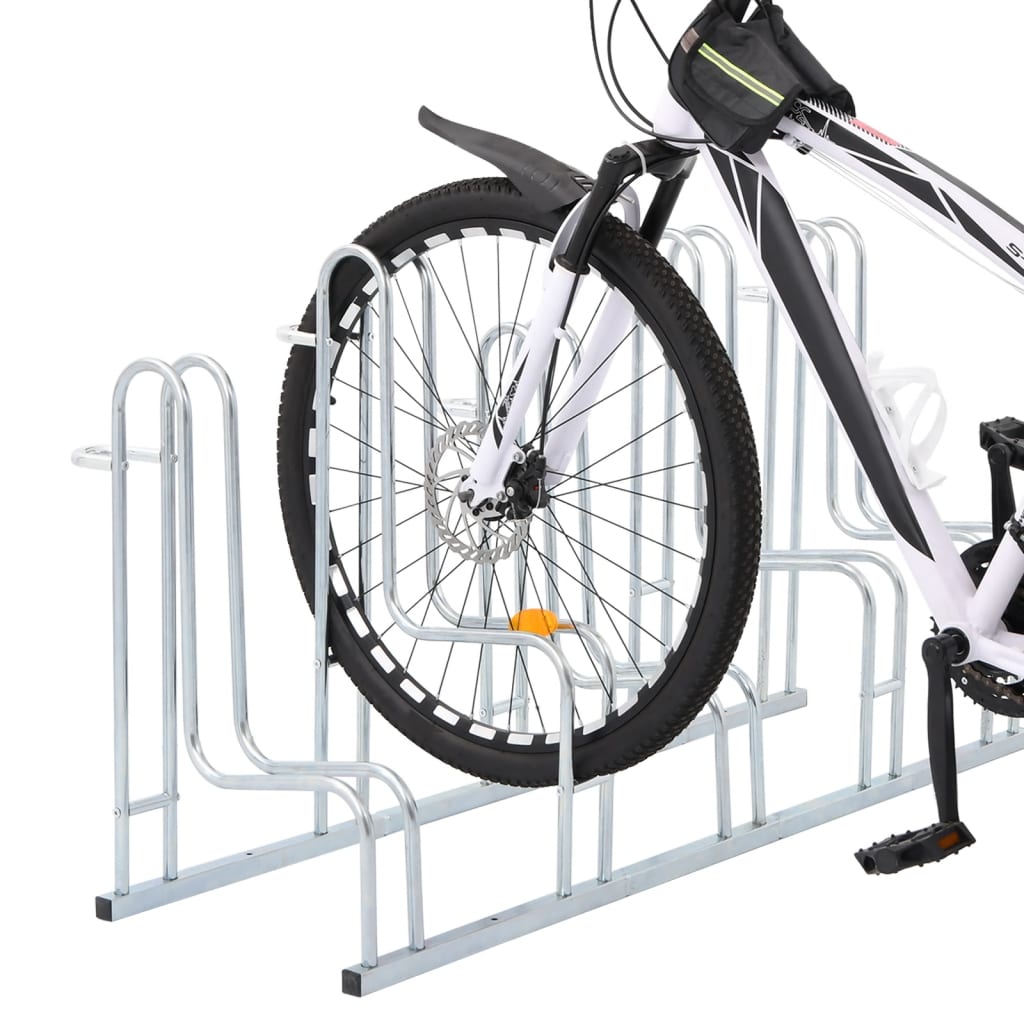 cykelstativ til 5 cykler fritstående galvaniseret stål