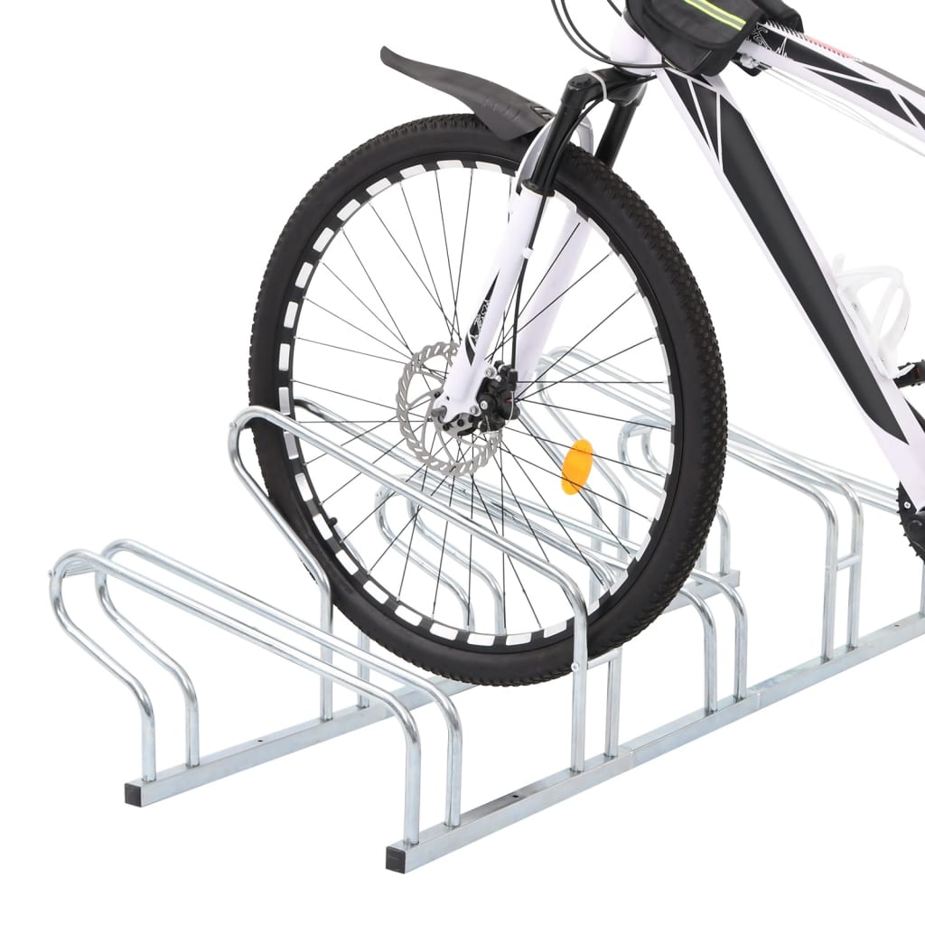 cykelstativ til 5 cykler fritstående galvaniseret stål