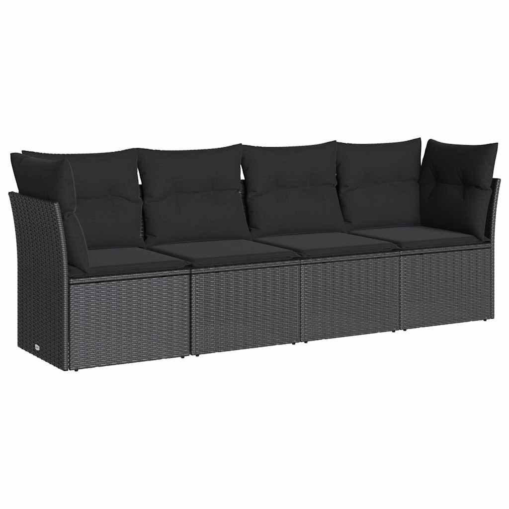sofasæt til haven 4 dele med hynder polyrattan sort