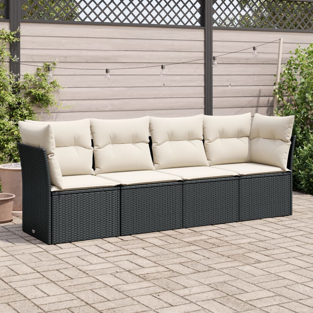 sofasæt til haven 4 dele med hynder polyrattan sort