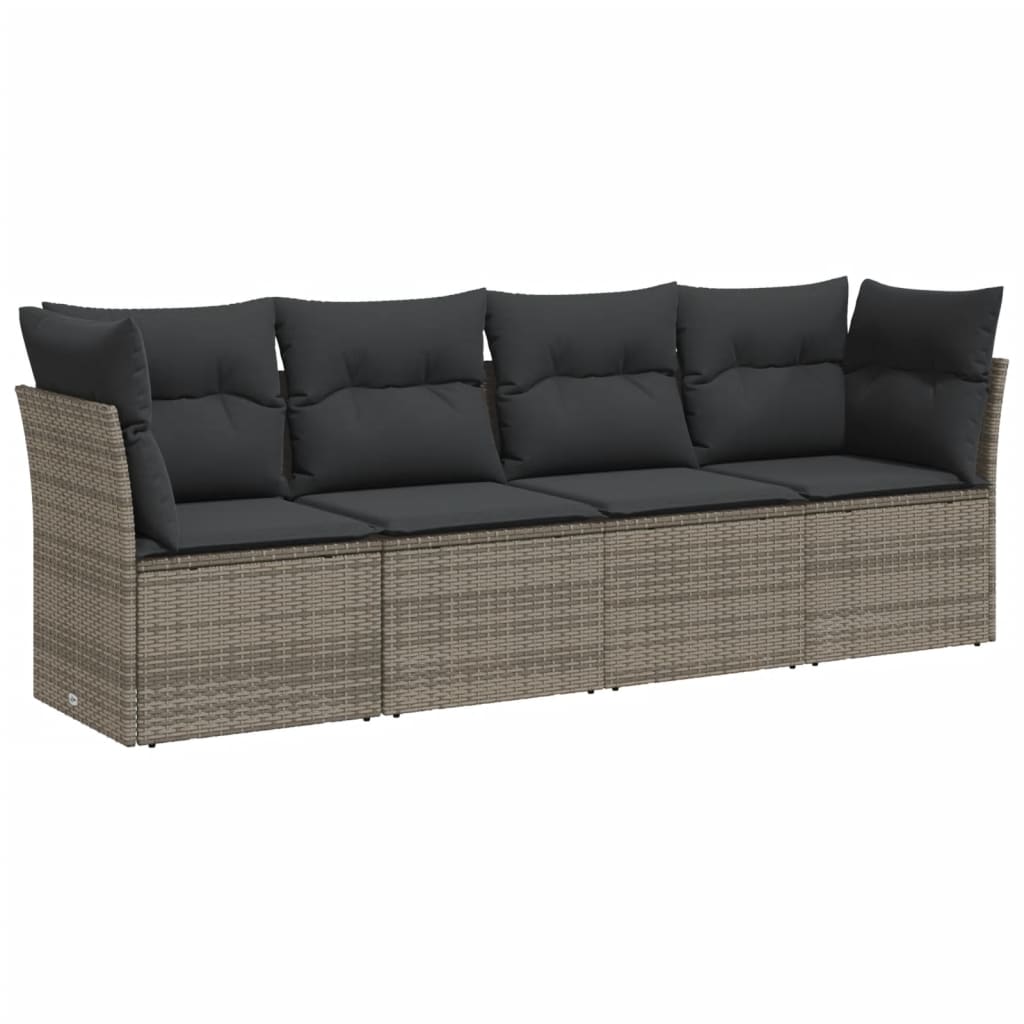 sofasæt til haven 4 dele med hynder polyrattan grå