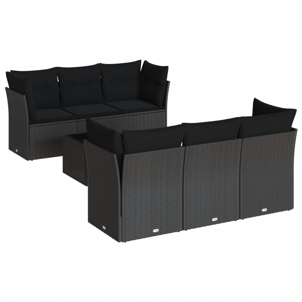 sofasæt til haven 7 dele med hynder polyrattan sort