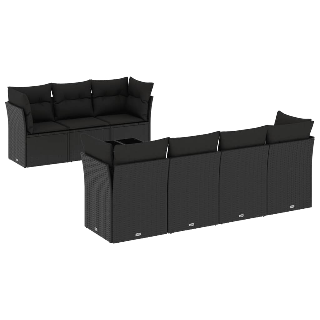 sofasæt til haven 8 dele med hynder polyrattan sort