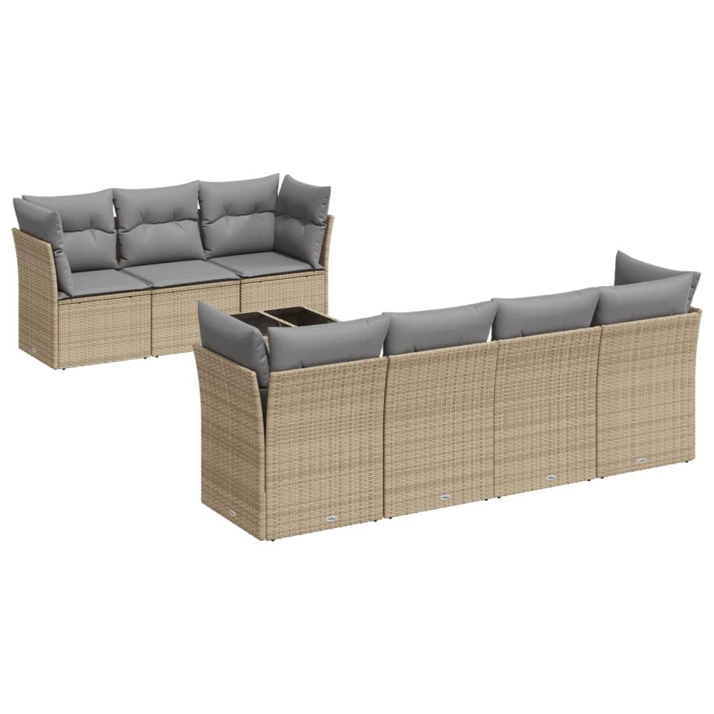 sofasæt til haven 8 dele med hynder polyrattan beige