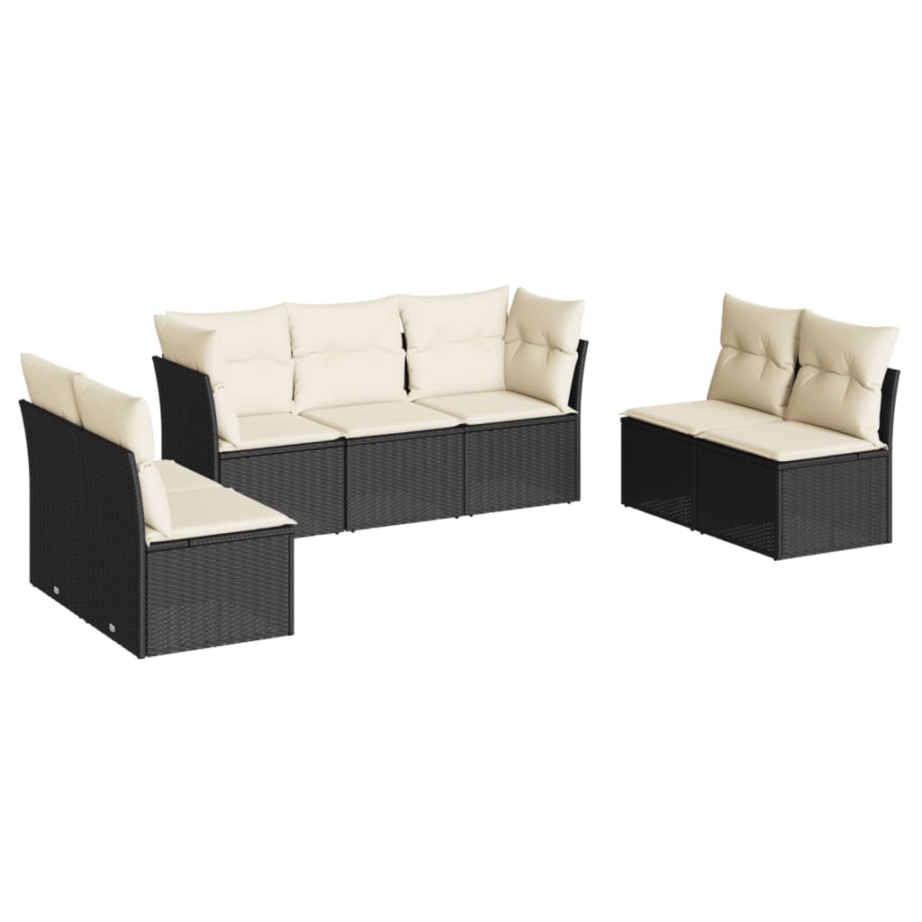sofasæt til haven 7 dele med hynder polyrattan sort