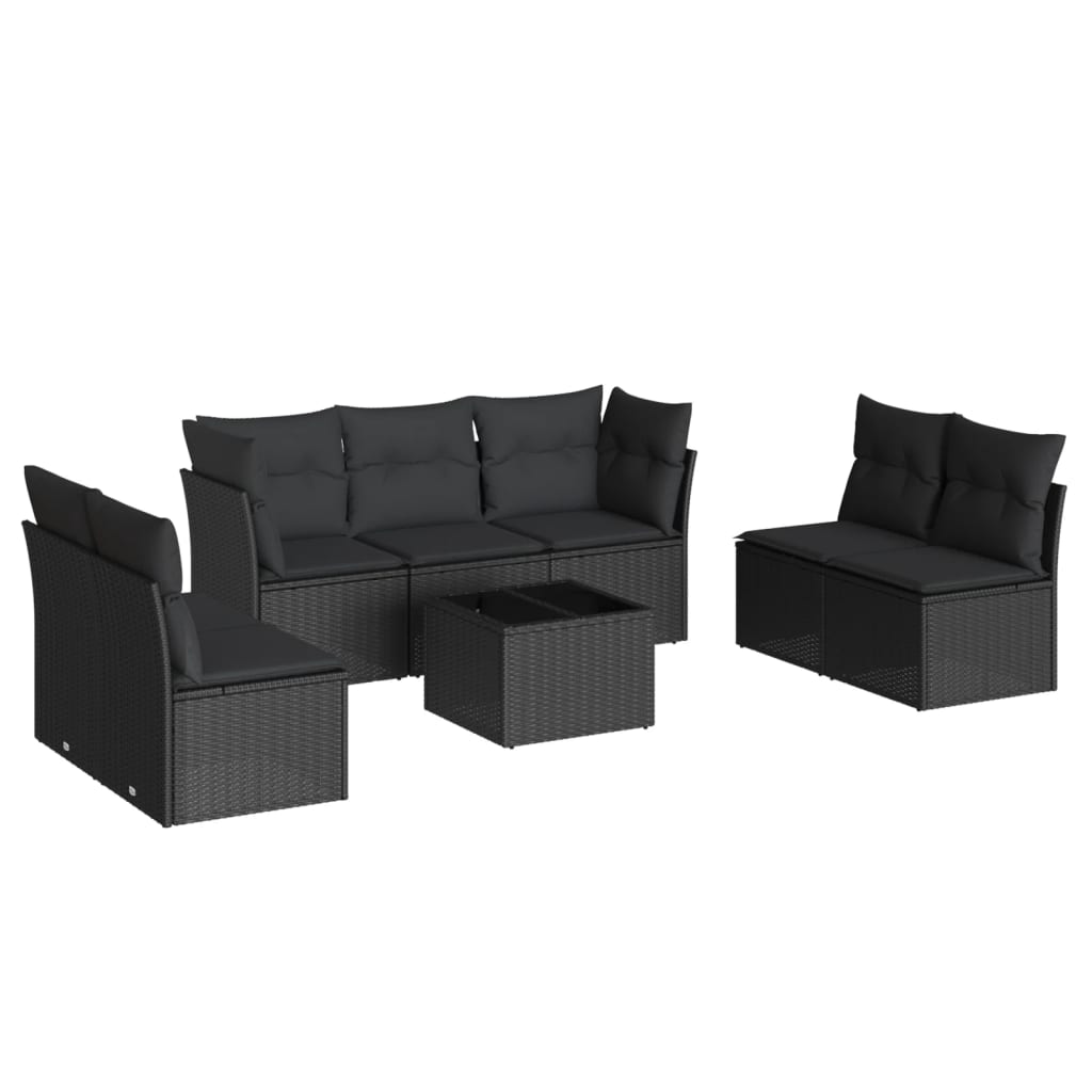 sofasæt til haven 8 dele med hynder polyrattan sort